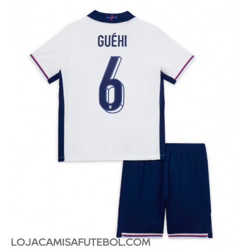 Camisa de Futebol Inglaterra Marc Guehi #6 Equipamento Principal Infantil Europeu 2024 Manga Curta (+ Calças curtas)